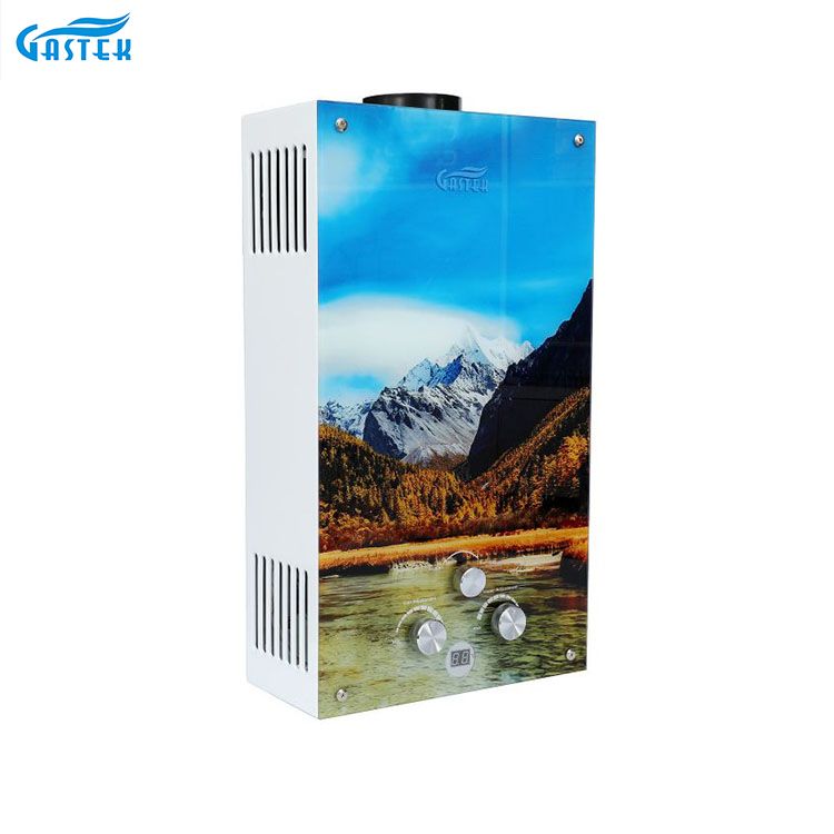 Tankless نوع المداخن الزجاج لوحة سخان المياه بالغاز الجملة الغاز Gayser للمطبخ